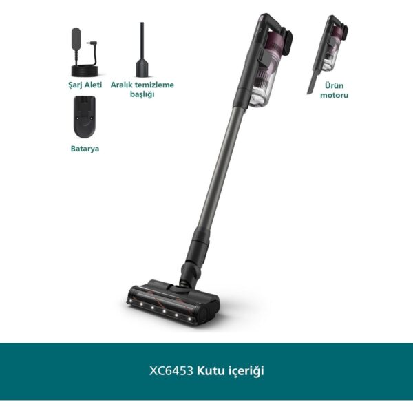Philips 6000 Serisi Kablosuz Dik Süpürge, 25.2 V, PowerCyclone 11, TriActive LED başlık, XC6453/10