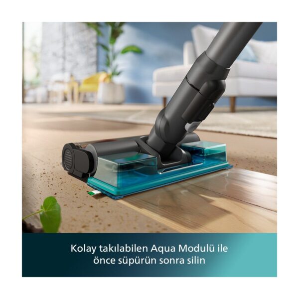 Philips 6000 Serisi Kablosuz Dikey Süpürge, PowerCyclone 11, Aqua Modül ile Kolay Mop, TriActive LED Başlık, 64 Dakika Kullanım, XC6553/01