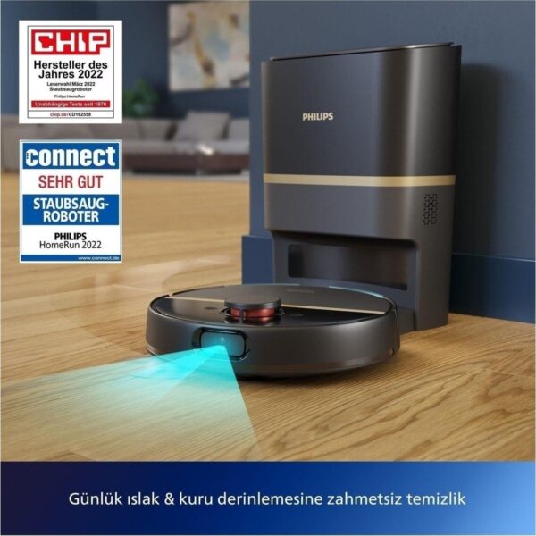 Philips 7000 Islak Kuru Robot Süpürge XU7100/01 5000 Pa Emiş Gücü ile Düz Zemin Temizliği XU7100/01