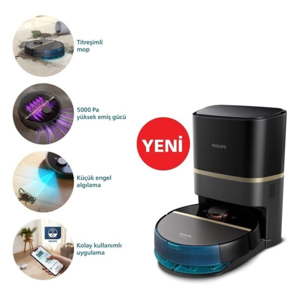 Philips 7000 Islak Kuru Robot Süpürge XU7100/01 5000 Pa Emiş Gücü ile Düz Zemin Temizliği XU7100/01