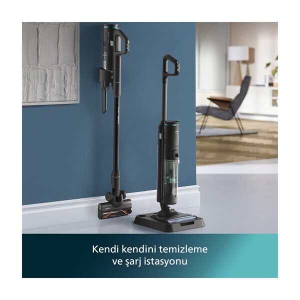 Philips 7000 Serisi AquaTrio Kablosuz Dikey Süpürge, Islak&Kuru Temizlik, Otomatik Temizleme ve Şarj İstasyonu, Kuru Süpürme Başlığı, XW7263/11