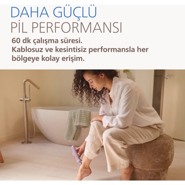 Philips 9000 Serisi Kablosuz Epilatör Mor Renkli Yıkanabilir Başlık ile Islak ve Kuru Kullanım