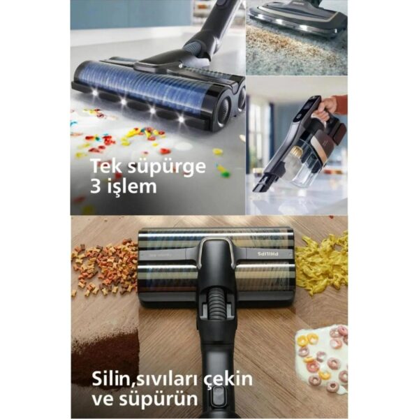 Philips Aqua Trio 9000 Series Hibrit Güç Motorlu Dikey Süpürge Islak Kuru ve Moplu 0-250 Watt Renk