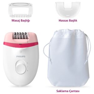 Philips BRE255/05 Satinelle Essential Kablolu Kompakt Epilatör Yıkanabilir Başlık ve 3 Hız Ayarıyla HBV00000IGHRI