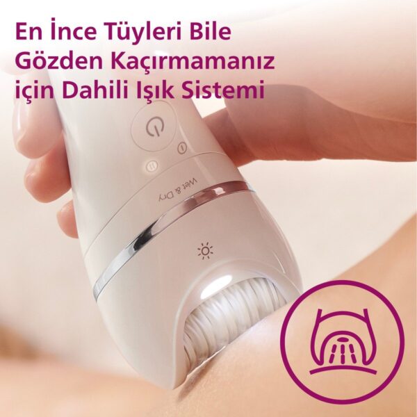 Philips BRE710/05 Epilatör (Yüz+Koltuk alti+Bikini Bölgesi+Bacak)Islak-Kuru,Işıklı,Kablosuz