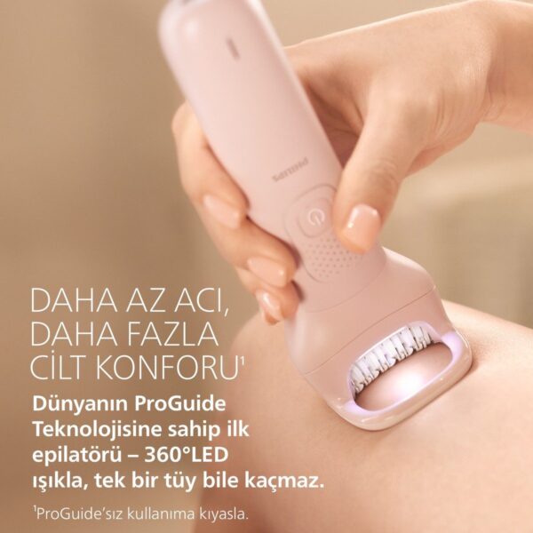 Philips Pembe Kablosuz Epilatör 9000 Serisi Islak ve Kuru Kullanım, Yıkanabilir Başlık ile 2 Hız Ayarı BRE718/05