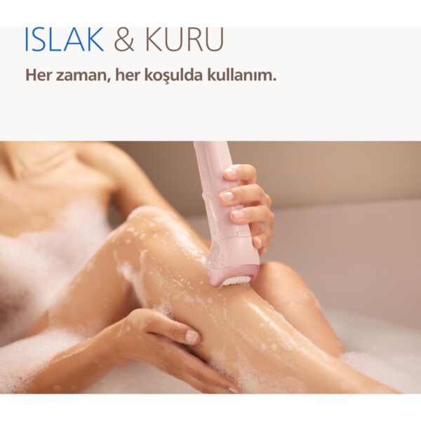Philips Pembe Kablosuz Epilatör 9000 Serisi Islak ve Kuru Kullanım, Yıkanabilir Başlık ile 2 Hız Ayarı BRE718/05