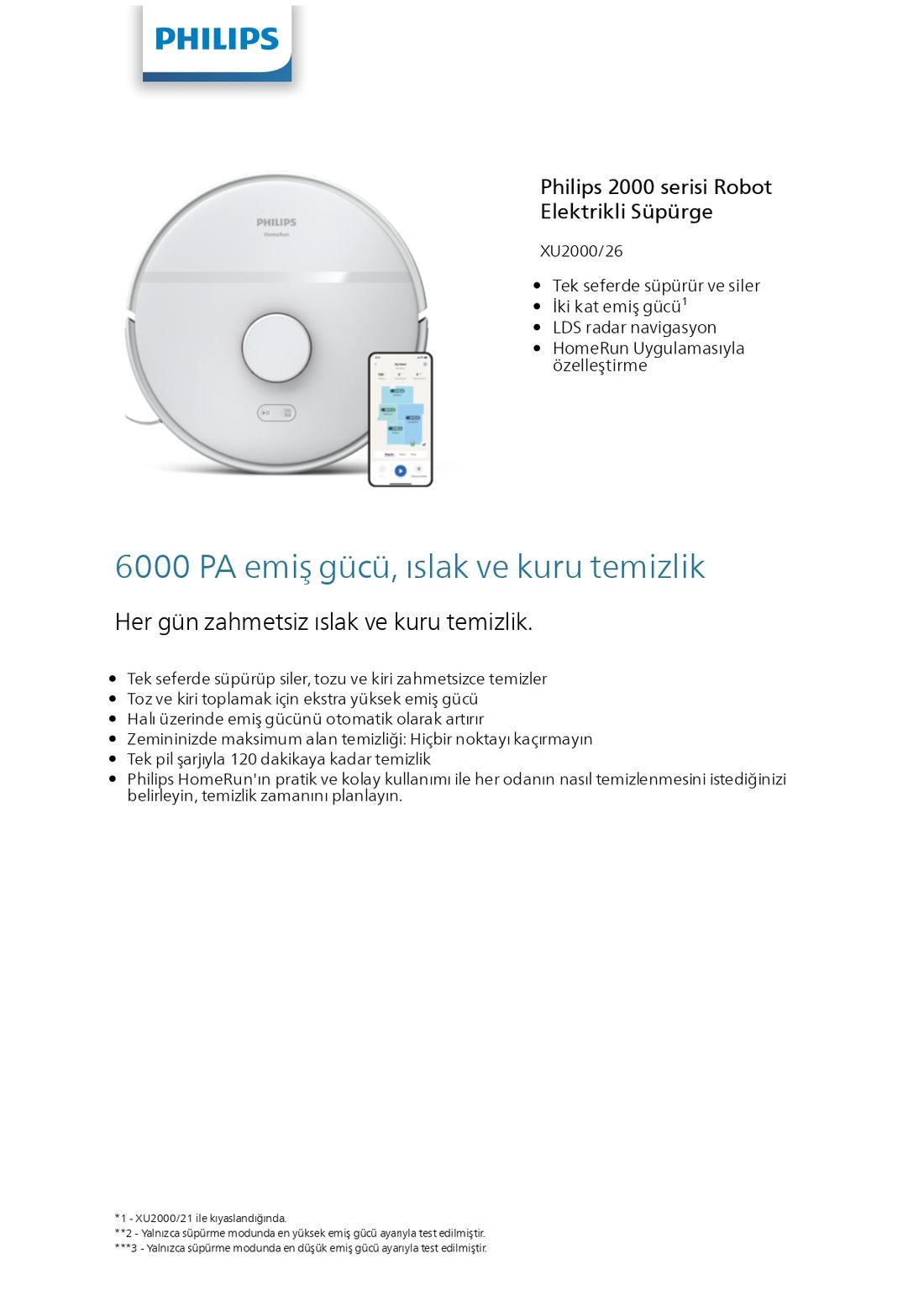 Philips XU2000/26 Phılıps Islak Kuru Robot Süpürge Beyaz
