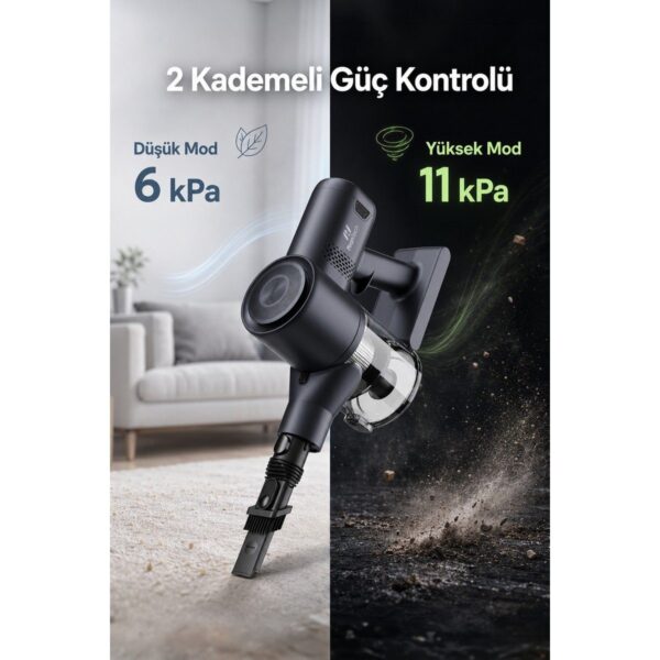 Pirantech Es-98 Kablosuz Dikey Süpürge 11 Kpa Güçlü Emiş Hepa Filtreli Şarjlı Süpürge