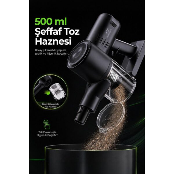 Pirantech Es-98 Kablosuz Dikey Süpürge 11 Kpa Güçlü Emiş Hepa Filtreli Şarjlı Süpürge