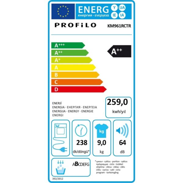Profilo KM961RCTR A++ 9 kg Isı Pompalı Kurutma Makinesi