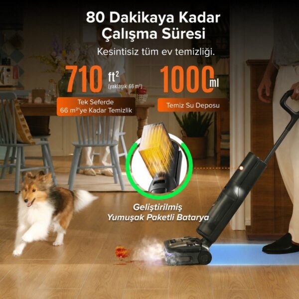 Roborock F25 Steam Akıllı Dikey Süpürge Siyah