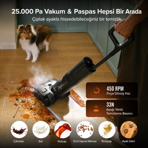 Roborock F25 Steam Akıllı Dikey Süpürge Siyah