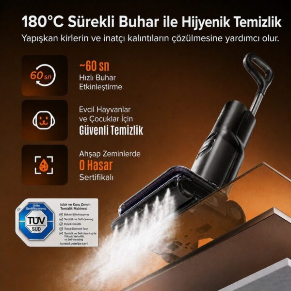 Roborock F25 Steam Akıllı Dikey Süpürge Siyah