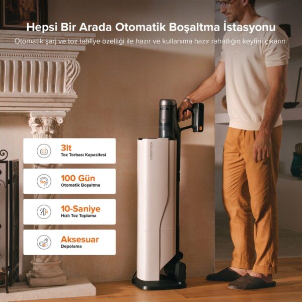 Roborock H60 Hub Ultra Dikey Süpürge 1500+ L Toz Haznesi ile Turbo Başlıklı Şarjlı Temizlik