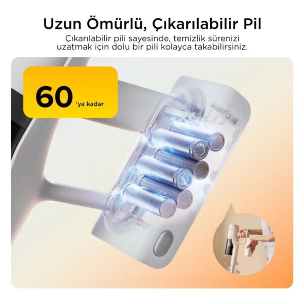 Roborock H60 Kablosuz Dikey Şarjlı Süpürge 250 Watt Turbo Başlık ve Hepa Filtre Özellikli