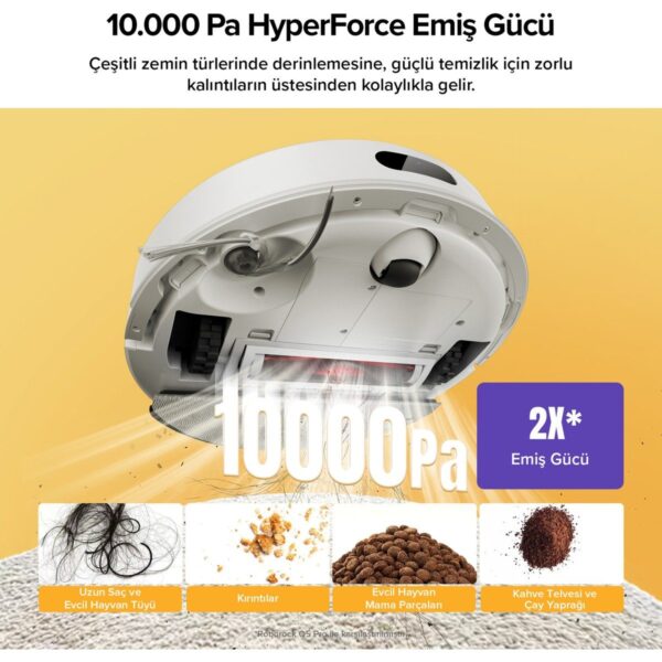 Roborock Q8 Akıllı Robot Süpürge 10000 Pa Emiş Gücü ile Beyaz Sert Zemin Temizliği için Teknoloji