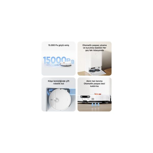 Robot Vacuum H50 Pro Beyaz Akıllı Robot Süpürge + Paspas – 15000 Pa Emiş Gücü