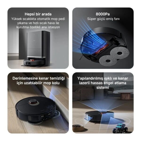 Robot Vacuum X20 Max Akıllı Robot Süpürge ve Mop – 8000Pa Siyah