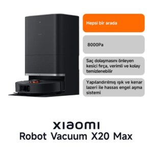 Robot Vacuum X20 Max Akıllı Robot Süpürge ve Mop - 8000Pa Siyah HBCV00007Q14CF