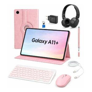 Samsung Galaxy Tab A11 Plus 11'' 6gb 128GB Tablet+Kılıf+Klavye+Mouse+Şarj Başlık+Kulaklık (Kalem Hediye) Açık Pembe