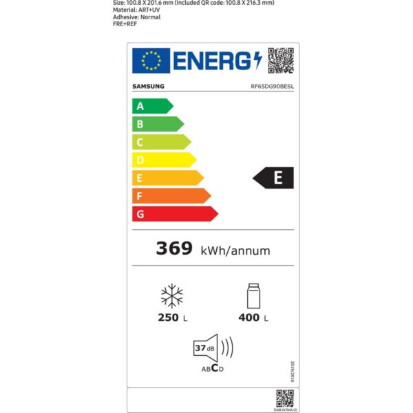 Samsung RF65DG90BESLTR 650 Lt Gardırop Tipi No-Frost Buzdolabı Sessiz Çalışma