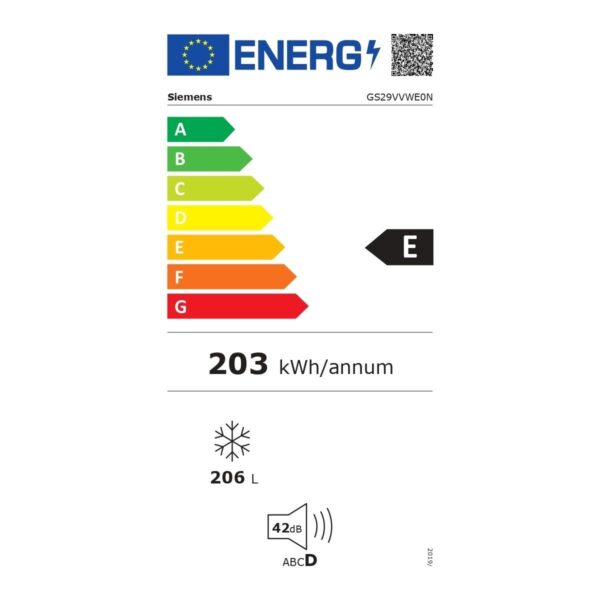 Siemens GS29VVWE0N 206 Lt Statik Derin Dondurucu E Enerji Sınıfı Çekmeceli Tasarım