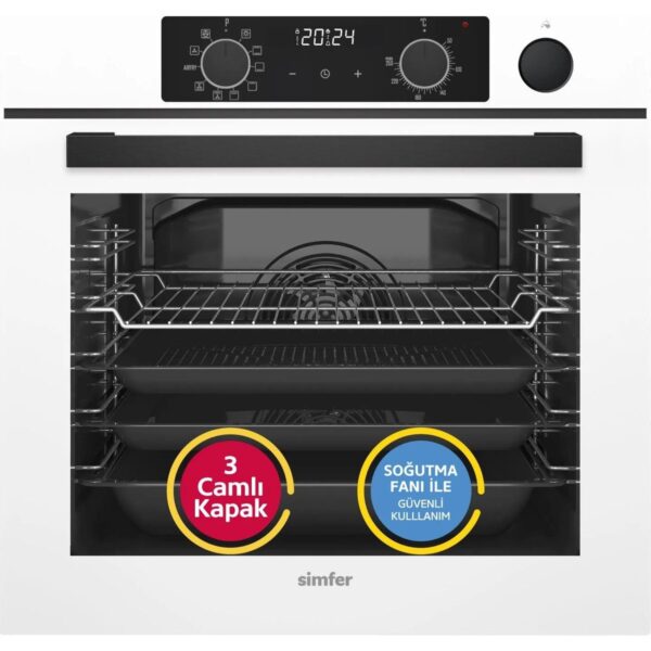 Simfer 0+10 Fonksiyon Steam Master Buharlı Beyaz 3’lü Ankastre Set (8245 Fırın + 3509 Ocak + 8707 Davlumbaz)