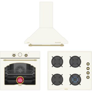 Simfer 0+8 Fonksiyon Retro Bej 3'lü Ankastre Set (8218 Fırın + 3326 Ocak + 8716 Davlumbaz) HBCV000073TL8A