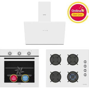 Simfer 0+8 Fonksiyon Trend Mekanik Beyaz Power Turbo 3'lü Ankastre Set (Fırın + Ocak + Davlumbaz) HBCV00006DPSGT
