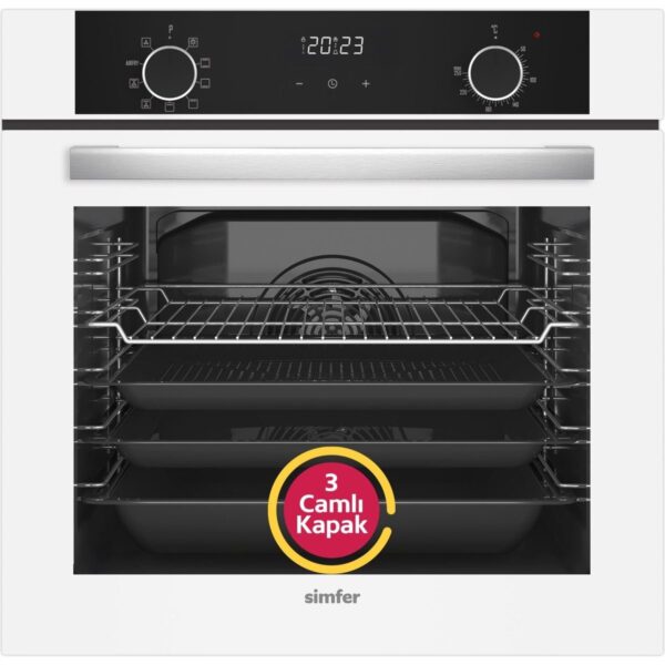 Simfer 0+9 Fonksiyon Airfry Beyaz 3’lü Ankastre Set (8216 Fırın + 3507 Ocak + 8707 Davlumbaz) A Enerji Sınıfı Modern Mutfak Uyumlu