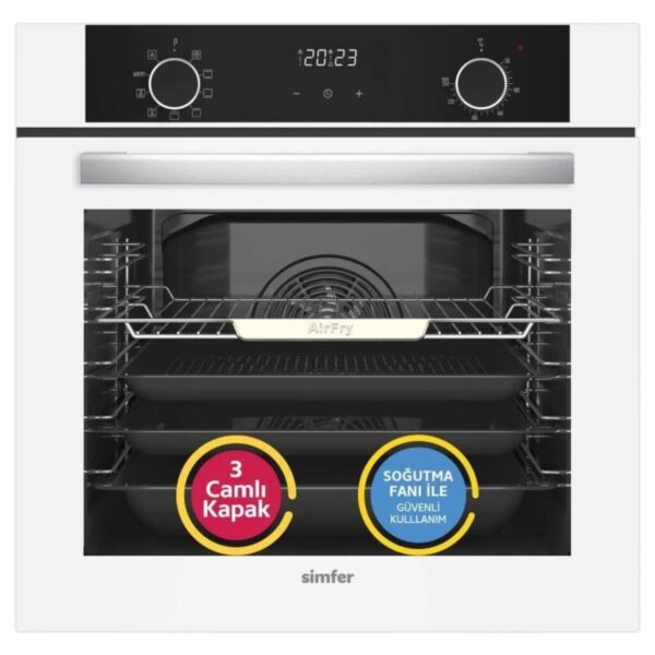Simfer 0+9 Fonksiyon Airfry Beyaz 3’lü Ankastre Set (8216 Fırın + 3507 Ocak + 8707 Davlumbaz) A Enerji Sınıfı Modern Mutfak Uyumlu