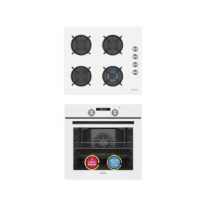 Simfer Ankastre Set Beyaz Cam Ocaklı Dijital Power Turbo Fanlı 2'li Set (Fırın + Ocak) HBCV0000BJ9YCM