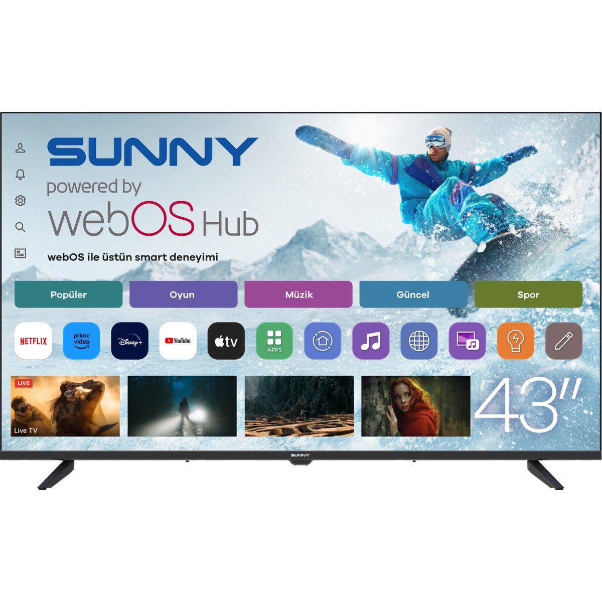 Sunny SN43FPRL-W02M 43" 109 Ekran Uydu Alıcılı Full HD webOS Smart LED TV HBCV0000AUXC0P