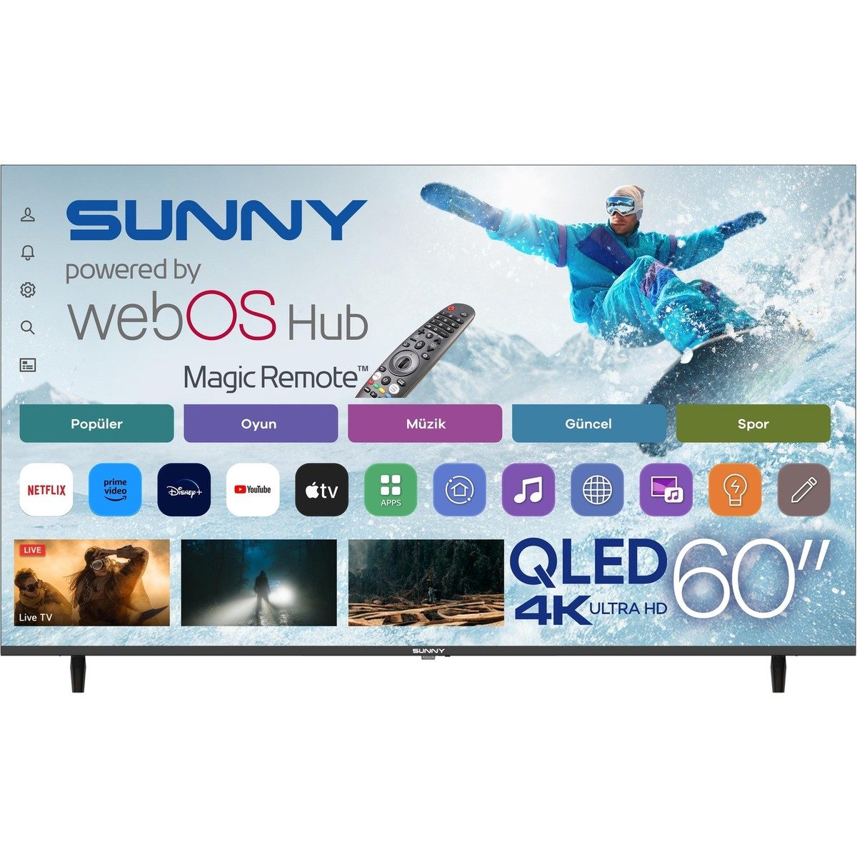Sunny SN60QLEDM-W02M 60'' 152 Ekran Uydu Alıcılı 4K Ultra HD webOS Smart QLED TV HBCV0000KKXYR5