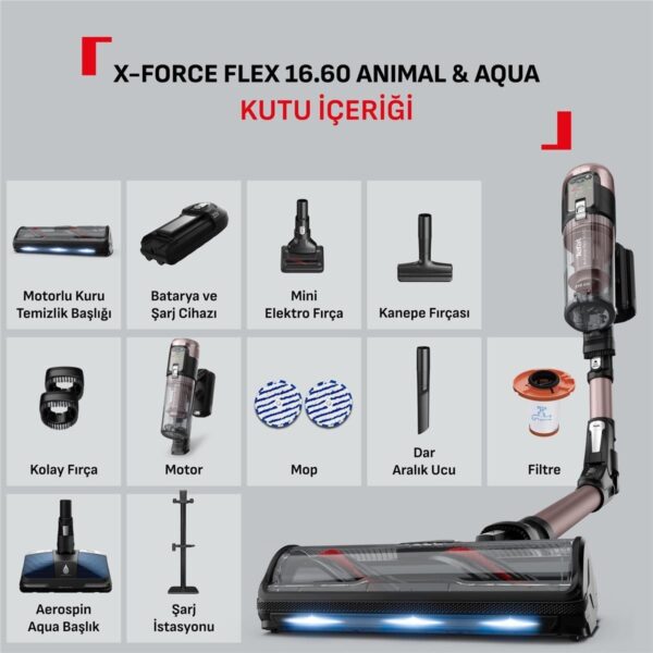 Tefal X-Force Flex 16.60 Animal Aqua 780 Watt Dikey Şarjlı Süpürge