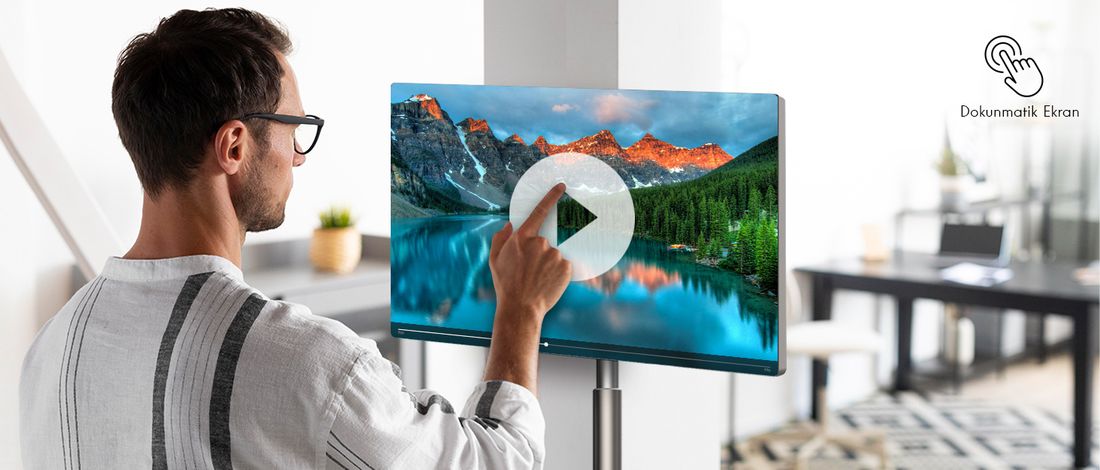 THOMSON Go Plus Taşınabilir Android 32" 81 Ekran 4K Ultra Hd Dokunmatik, Döndürülebilir, Tekerlekli, Dahili Hoparlörlü Tablet 32UE5M45