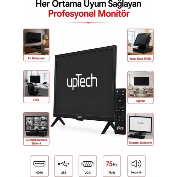 Uptech 19’’ (48 Ekran) Çanaklı / Çanaksız Wifi’li Uydu Alıcısı+Tv Askı Aparatı Hediye