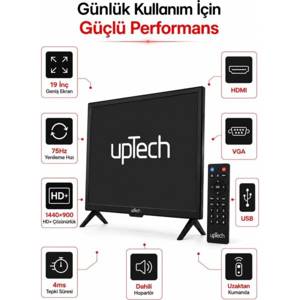 Uptech 19’’ (48 Ekran) Çanaklı / Çanaksız Wifi’li Uydu Alıcısı+Tv Askı Aparatı Hediye