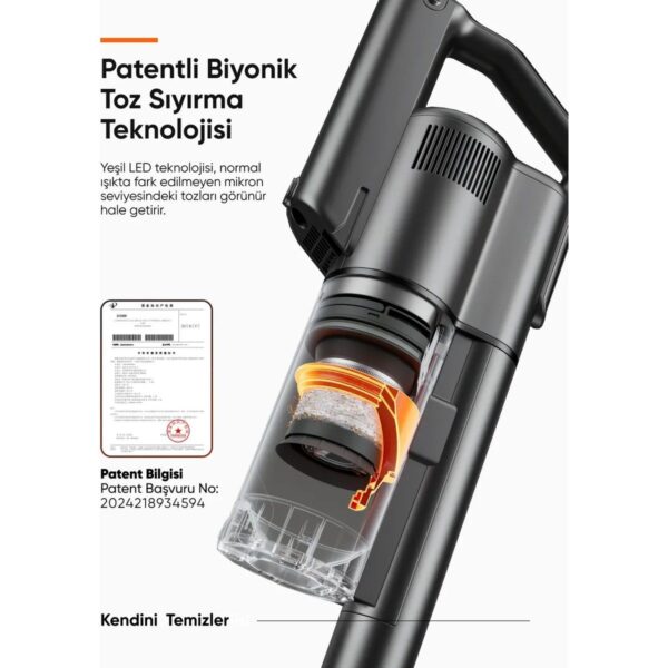 UWANT Güçlü Emiş Gücüne Sahip Kendisini Temizleyebilen Dikey Süpürge V500 2.5 L Toz Haznesi ile Şarjlı