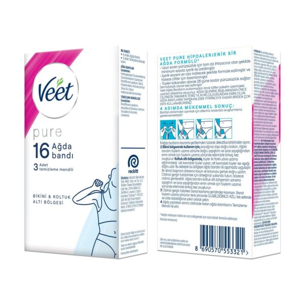 Veet Pure Hipoalerjenik Sir Ağda Bandı 16’lı Bikini & Koltuk Altı Bölgesi İçin Temizleme Mendili