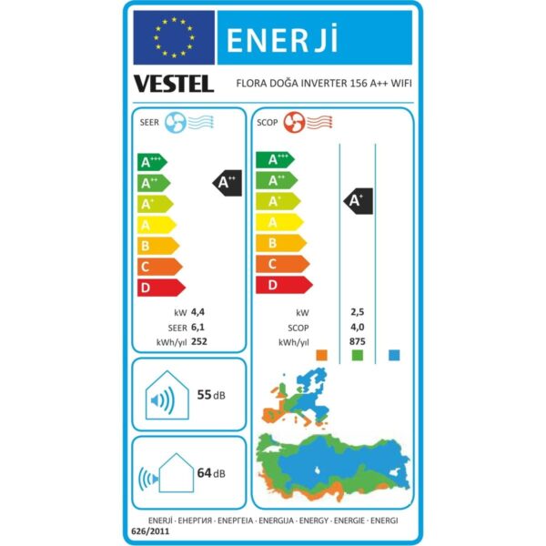 Vestel Flora Doğa Inverter 24000 BTU A++ Enerji Sınıfı Split Klima ile Sessiz Çalışma 246