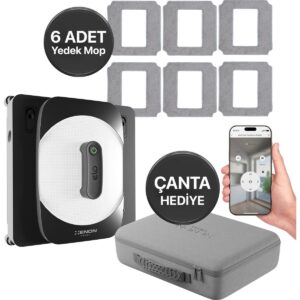 Xenon Smart Cam Silme Robotu (Elo) ve 6 Adet Mop | 2'li Set, Kumandalı, 3 Modlu, Mobil Kontrol HBCV00007UCEUI
