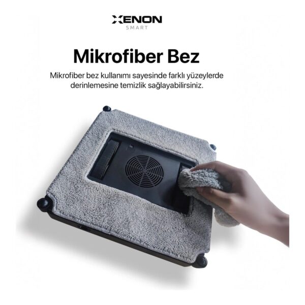 Xenon Smart Cam Silme Robotu (Elo) ve 6 Adet Mop | 2’li Set, Kumandalı, 3 Modlu, Mobil Kontrol